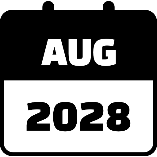 August 2028 Black Icon in SVG, PNG formats