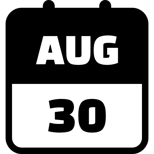 August 30 Black Icon in SVG, PNG formats