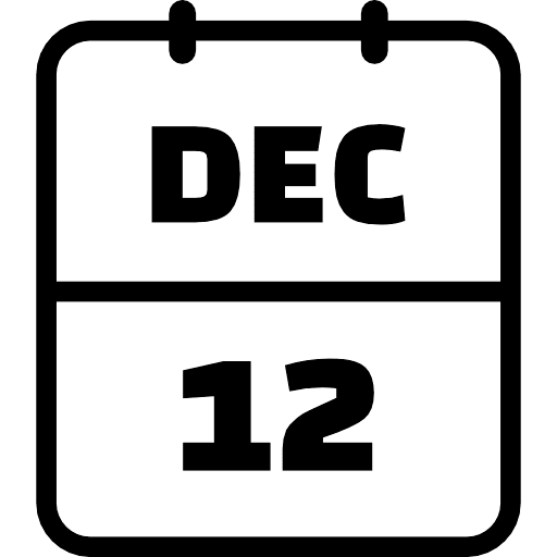 Calendar December 12 icon SVG Vector & PNG Free Download | UXWing