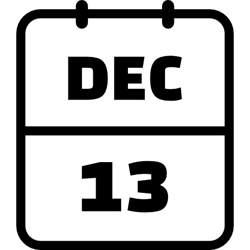 Calendar December 13 icon SVG Vector & PNG Free Download | UXWing