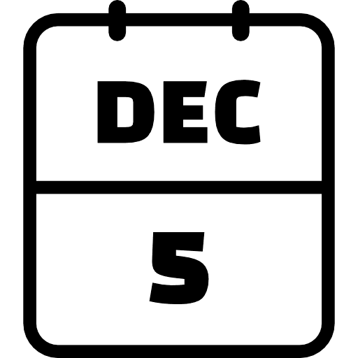 Calendar December 5 Icon in SVG, PNG formats