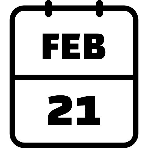 Calendar February 21 Icon in SVG, PNG formats