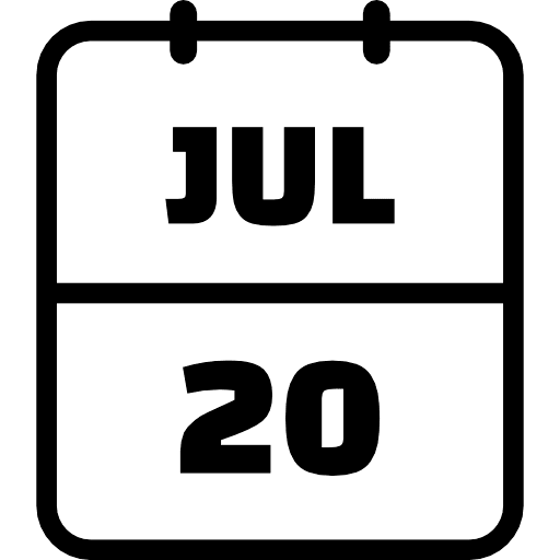 Calendar July 20 Icon in SVG, PNG formats