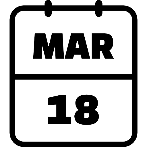 Calendar March 18 Icon in SVG, PNG formats