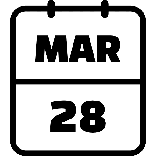 Calendar March 28 Icon in SVG, PNG formats