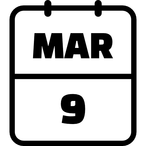 Calendar March 9 Icon in SVG, PNG formats