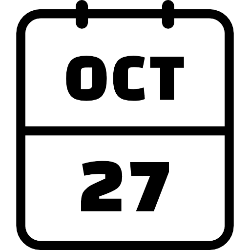Calendar October 27 Icon in SVG, PNG formats
