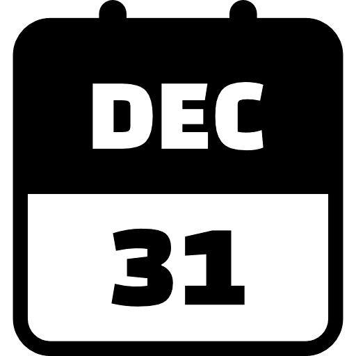 December 31 Black Icon in SVG, PNG formats