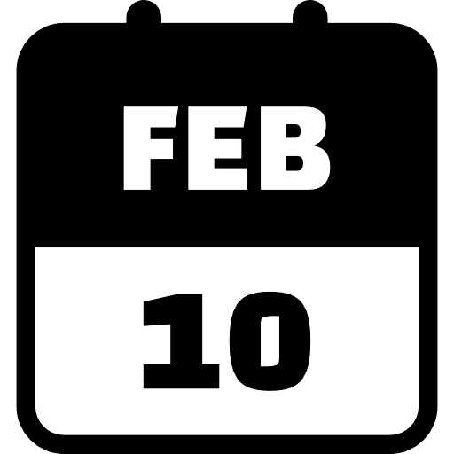 February 10 Black Icon in SVG, PNG formats