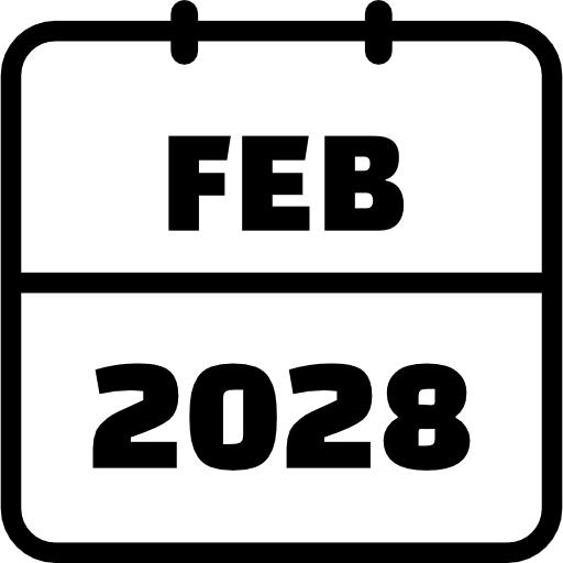 February 2028 Outline Icon in SVG, PNG formats