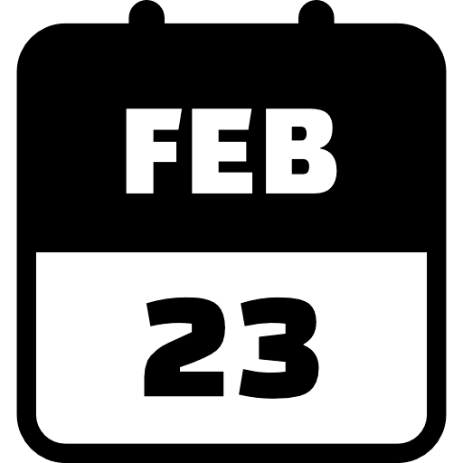 February 23 Black Icon in SVG, PNG formats