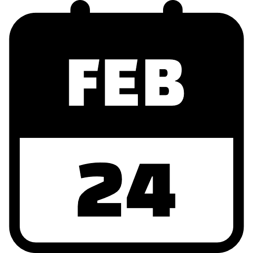 February 24 Black Icon in SVG, PNG formats