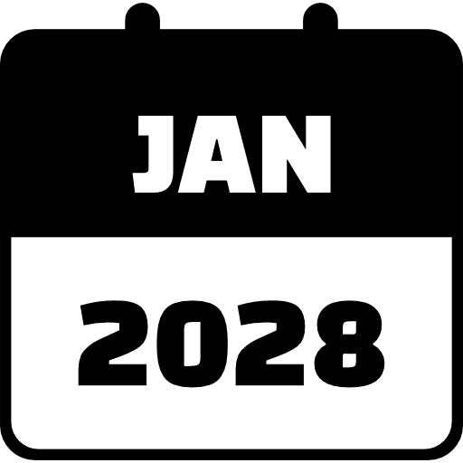 January 2028 Black Icon in SVG, PNG formats