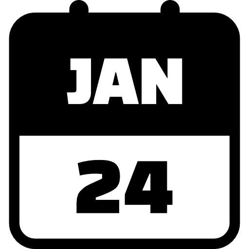 January 24 Black Icon in SVG, PNG formats