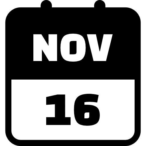 November 16 Black Icon in SVG, PNG formats