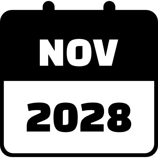 November 2028 Black Icon in SVG, PNG formats