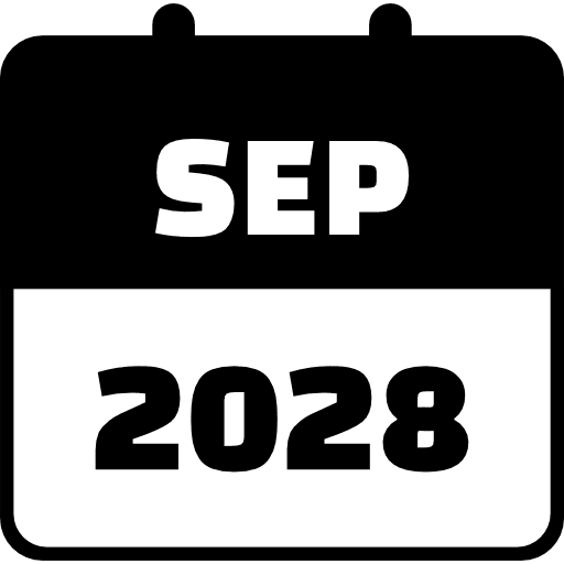 September 2028 Black Icon in SVG, PNG formats