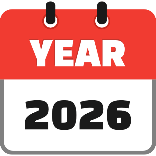 Year 2026 Icon in SVG, PNG formats