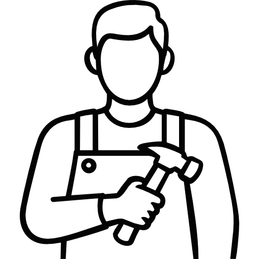 Carpenter Holding Hammer Outline Icon in SVG, PNG formats