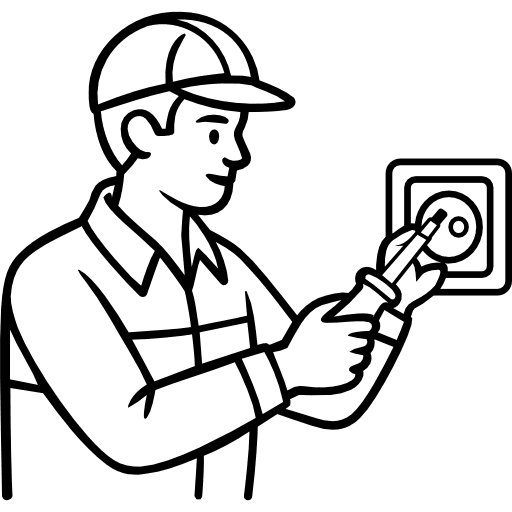 Electrician Doing Work Outline Icon in SVG, PNG formats