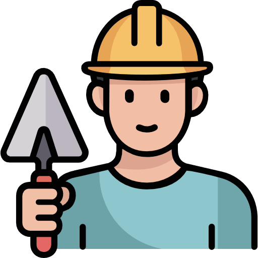 Man Holding Brick Trowel Icon in SVG, PNG formats