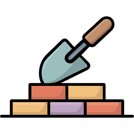 Trowel Placing Bricks Icon in SVG, PNG formats