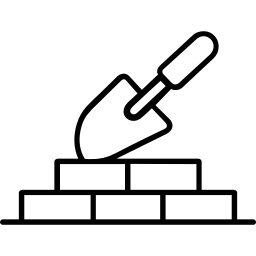 Trowel Placing Bricks Outline Icon in SVG, PNG formats