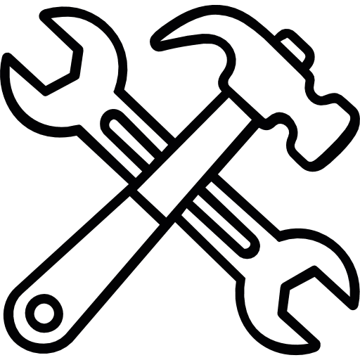 Wrench And Hammer Crossed Outline Icon in SVG, PNG formats