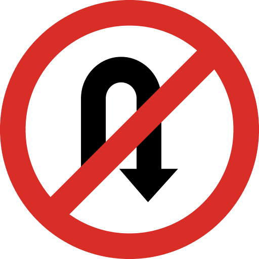 No U Turn Sign Icon in SVG, PNG formats
