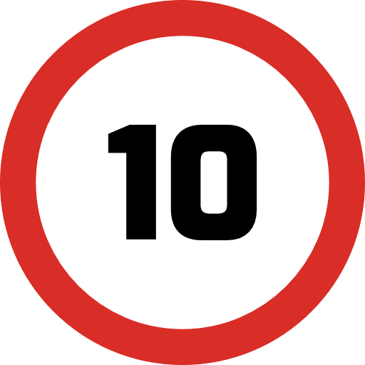 Speed Limit 10 Sign Icon in SVG, PNG formats