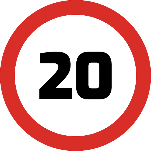 Speed Limit 20 Sign Icon in SVG, PNG formats