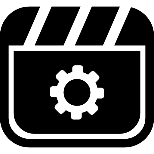 Settings Video Clip Black Icon in SVG, PNG formats