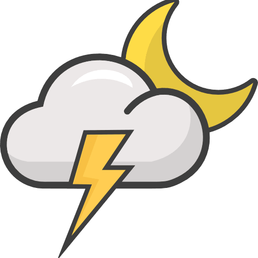 Night Cloud Lightning Color Icon in SVG, PNG formats