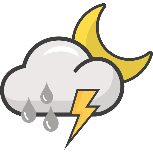 Night Cloud Rain Lightning Color Icon in SVG, PNG formats