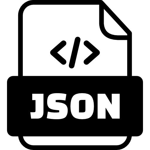 JSON Code File Black Icon in SVG, PNG formats